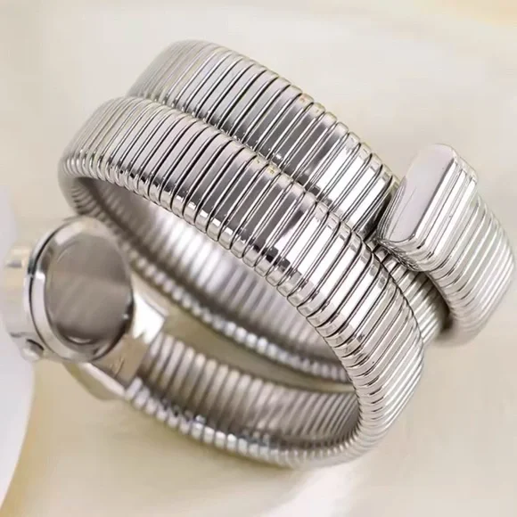 NEW Rocky IV Adrian Balboa Talia Shire Serpentine Snake Watch Silver/ Gray Face - Picture 3 of 7